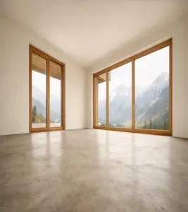 Leerer Wohnraum in einem Neubau wartet auf Einrichtung